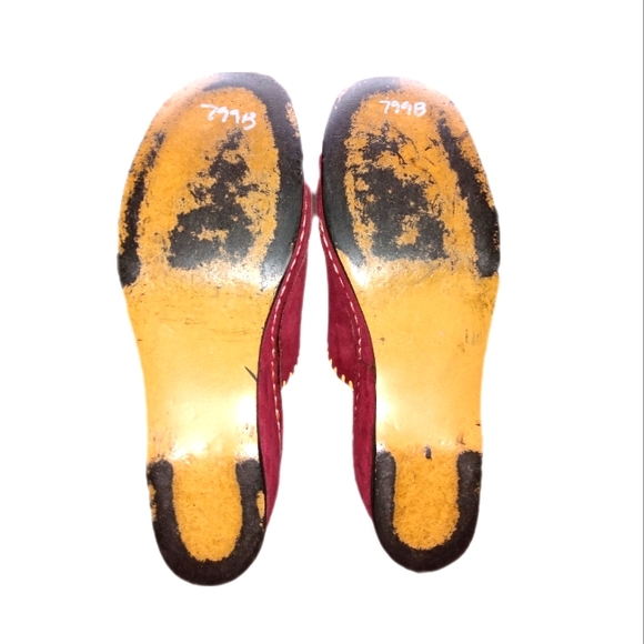 🔴 SALE VTG Red Suede/Leather Italian Clogs - Picture 7 of 10